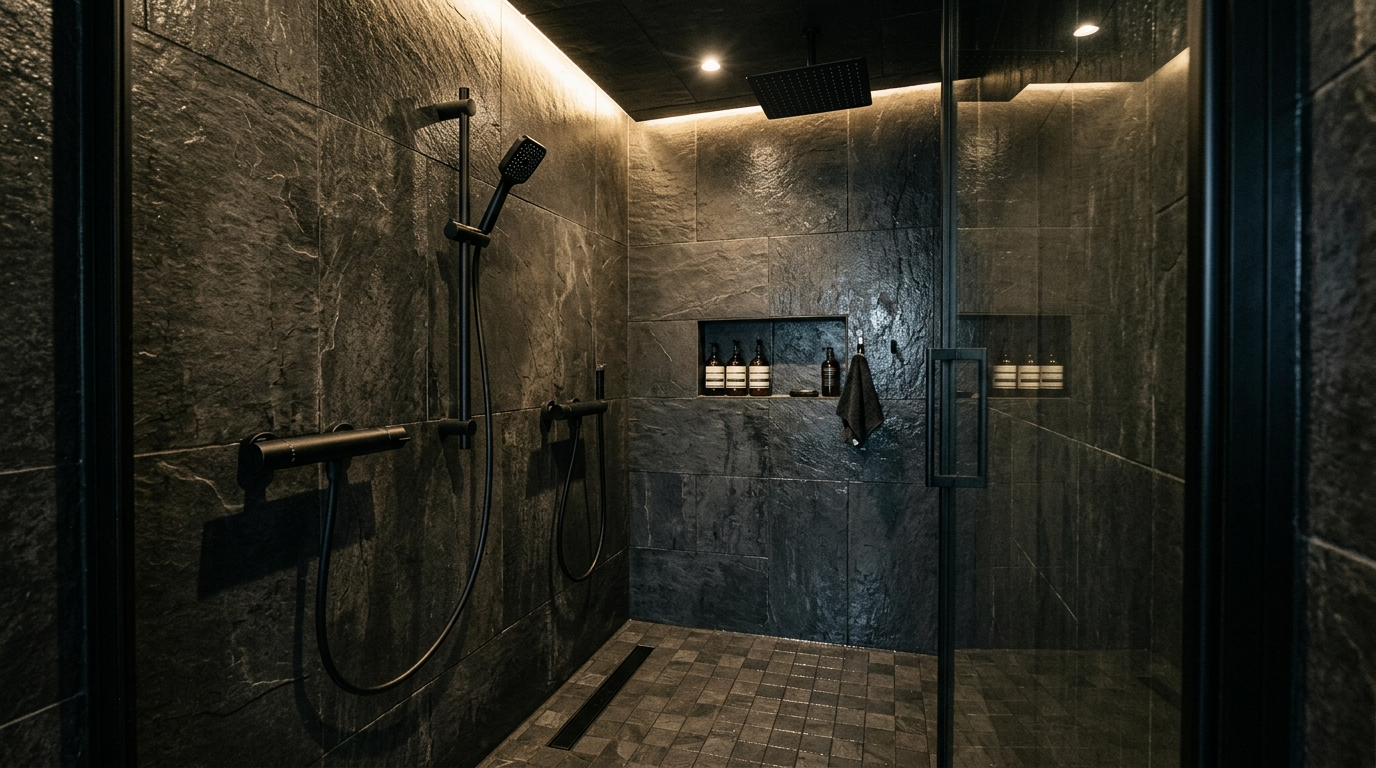 Extend tile to the ceiling for drama